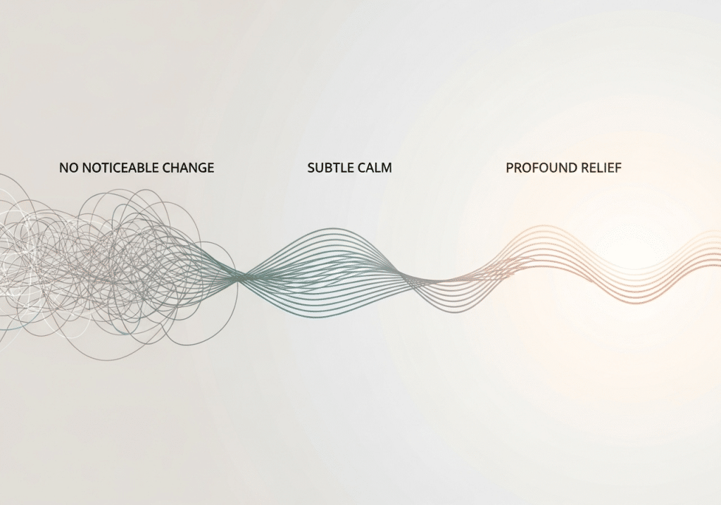 a visual diagram depicting the spectrum of CBD experience and how the feeling can progress