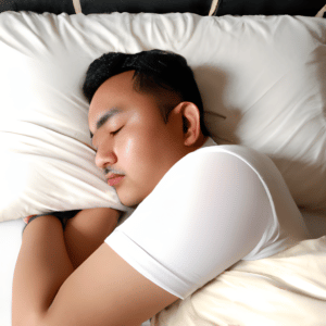 a man comfortable in bed sleeping deeply