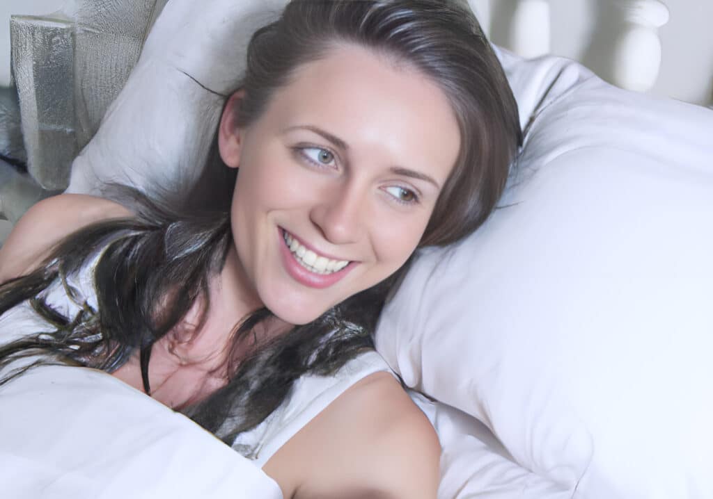 woman taking CBD and melatonin before bed
